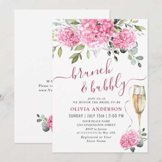 Elegante Waterverf Roze Hydrangea VRIJGEZELLENFEES Kaart (Voorkant / Achterkant)