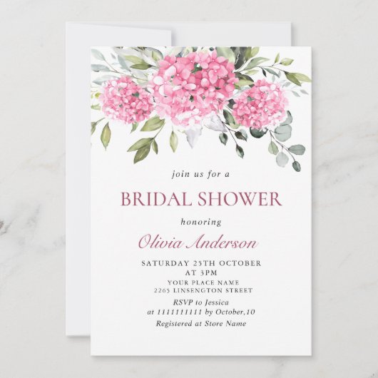 Elegante Waterverf Roze Hydrangea VRIJGEZELLENFEES Kaart (Voorkant)