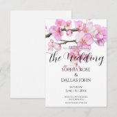 Elegante waterverf roze kersenbloesems Huwelijk Kaart (Voorkant / Achterkant)