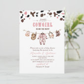 Elegante Waterverf Roze Kleine Cowgirl Baby Showe Kaart (Staand voorkant)