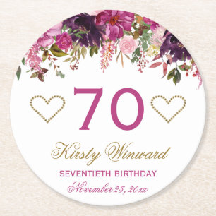 Elegante Waterverf Roze Lente Bloemen Verjaardag Ronde Kartonnen Onderzetter