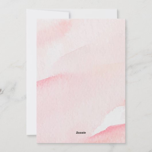 Elegante Waterverf Roze Lint Bow Meisje Baby Showe Feestdagenkaart (Achterkant)