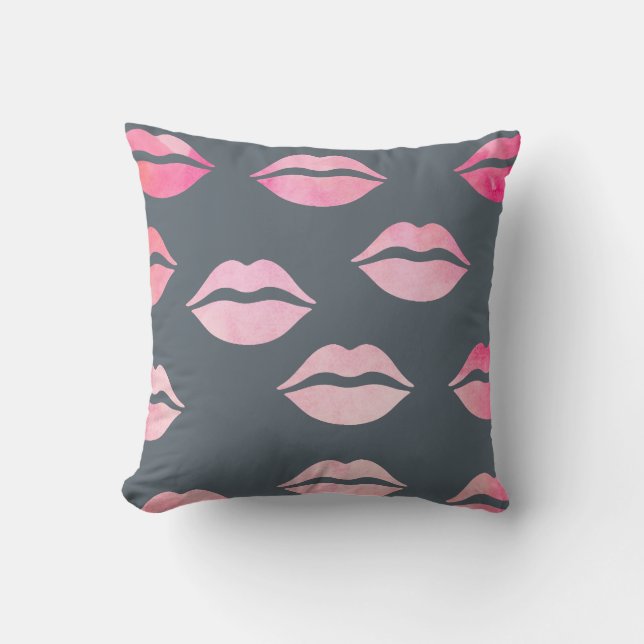 elegante waterverf roze lippenpatroon kussen (Voorkant)