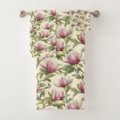 Elegante waterverf roze magnolia bloemen bad handdoek (Insitu)