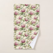 Elegante waterverf roze magnolia bloemen bad handdoek (Handdoek)