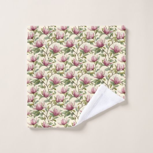 Elegante waterverf roze magnolia bloemen bad handdoek (Wasdoekje)