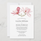Elegante Waterverf Roze Magnolia Bruiloft Kaart (Voorkant)