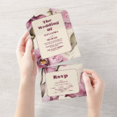 Elegante Waterverf Roze Orchidee Bruiloft All In One Uitnodiging (Afscheurbaar)