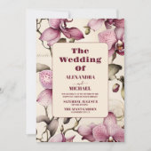 Elegante Waterverf Roze Orchidee Bruiloft Kaart (Voorkant)