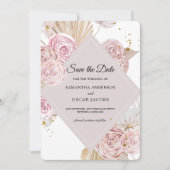 Elegante Waterverf Roze & Paarse Bloemenframe Save The Date (Voorkant)
