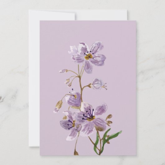 Elegante Waterverf Roze & Paarse bruiloft Uitnodig Kaart (Achterkant)