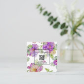 Elegante waterverf roze paarse oranje QR-code Informatiekaartje (Staand voorkant)