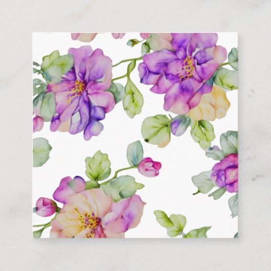 Elegante waterverf roze paarse oranje QR-code Informatiekaartje (Achterkant)