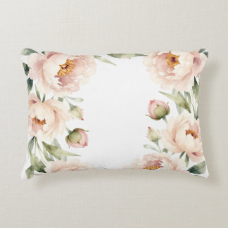 Elegante waterverf roze pioen bloemige achtergrond accent kussen