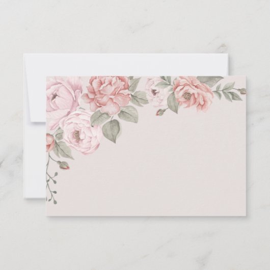 Elegante Waterverf Roze Pioenbloem Monogram RSVP Kaartje (Achterkant)