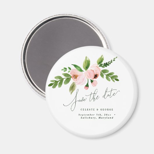 elegante waterverf roze pony behalve de datum magneet (Voorkant / Achterkant)