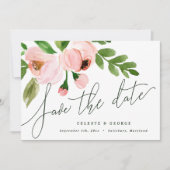 elegante waterverf roze pony behalve de datum save the date (Voorkant)