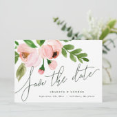 elegante waterverf roze pony behalve de datum save the date (Staand voorkant)