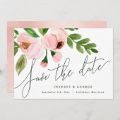 elegante waterverf roze pony behalve de datum save the date (Voorkant / Achterkant)