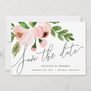 elegante waterverf roze pony behalve de datum save the date