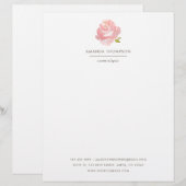Elegante Waterverf Roze Roos Briefhoofd (Voorkant / Achterkant)