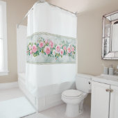 Elegante Waterverf Roze Rose Bloemen Douchegordijn (In situ)