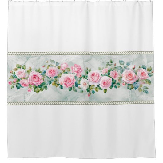 Elegante Waterverf Roze Rose Bloemen Douchegordijn (Voorkant)