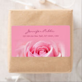 Elegante Waterverf Roze Rose Bloemen Plain Verzend Etiket (Insitu)