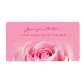 Elegante Waterverf Roze Rose Bloemen Plain Verzend Etiket (Voorkant)