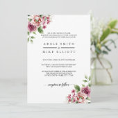 Elegante Waterverf Roze Rose Bouquet bruiloft Kaart (Staand voorkant)