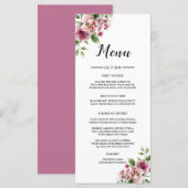 Elegante Waterverf Roze Rose Bouquet bruiloft Menu (Voorkant / Achterkant)