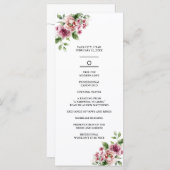 Elegante Waterverf Roze Rose Bouquet bruiloft Programmakaart (Voorkant / Achterkant)