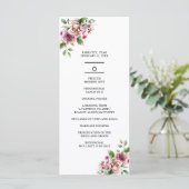 Elegante Waterverf Roze Rose Bouquet bruiloft Programmakaart (Staand voorkant)