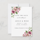 Elegante Waterverf Roze Rose Bouquet bruiloft Save The Date (Voorkant)