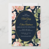 Elegante Waterverf Roze Rose bruiloft uitnodiging (Voorkant)