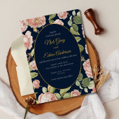 Elegante Waterverf Roze Rose bruiloft uitnodiging