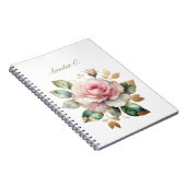 Elegante Waterverf Roze Rose Wit Notitieboek (Rechterzijde)