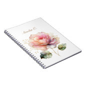 Elegante Waterverf Roze Rose Wit Notitieboek (Rechterzijde)
