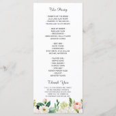 Elegante Waterverf Roze Roze Bloemige Trouw Programmakaart (Achterkant)