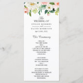 Elegante Waterverf Roze Roze Bloemige Trouw Programmakaart (Voorkant)