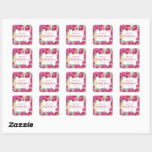 Elegante waterverf roze roze bruidsdouche vierkante sticker (Vel)