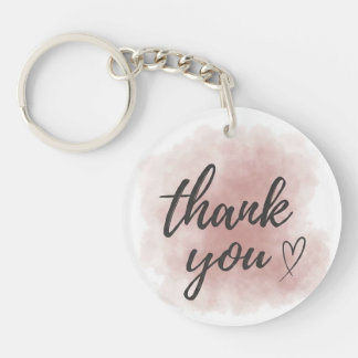 Elegante Waterverf Roze Roze Dank U Hart Sleutelha Sleutelhanger