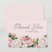 Elegante Waterverf Roze Rozen Bedankt (Voorkant / Achterkant)