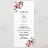 Elegante Waterverf Roze Rozen Boeket Bruiloft Programmakaart (Voorkant)