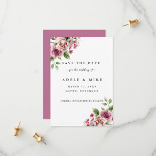 Elegante Waterverf Roze Rozen Boeket Bruiloft Save The Date