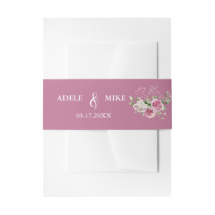 Elegante Waterverf Roze Rozen Boeket Bruiloft Uitnodigingen Wikkel