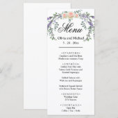 Elegante waterverf roze rozen botanische lavendel menu (Voorkant / Achterkant)