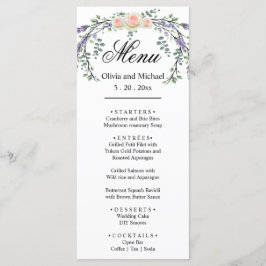 Elegante waterverf roze rozen botanische lavendel menu