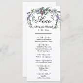 Elegante waterverf roze rozen botanische lavendel menu (Voorkant / Achterkant)