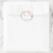 Elegante Waterverf Roze Rozen Dank Je Ronde Sticker (Tas)